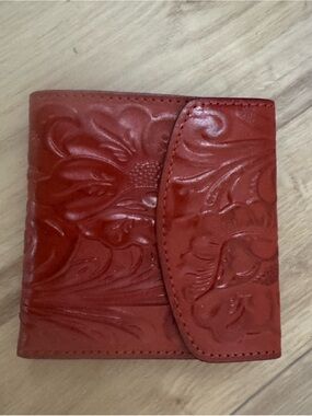 Patricia Nash Red Embossed Leather Card Holder